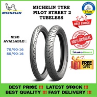 TAYAR MICHELIN PILOT STREET 2 70/90-16, 80/90-16 TUBELESS TYRE