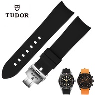 Silicone Watch Band 18mm 19mm 20mm 21mm 22mm 24mm Curve End Strap for Tudor Black Bay 1958 39mm 41mm GMT Pelagos Butterfly Buckle