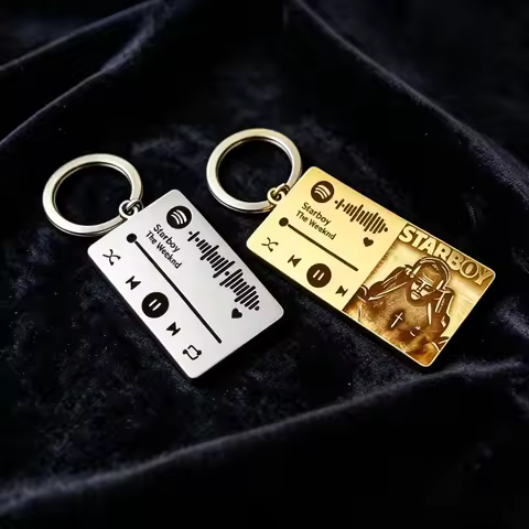 Personalized Custom Spotify Code Keychain Stainless Steel Engraved Song Music Key Ring Holder Gift f