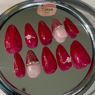 Ciara Nails - Maroon Glitter MG02 Press On Nails + Free Glue & Nail File