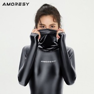 ชุด Amoresy Hecate ซีรีส์หน้ากากคอสูงฟิตเนสกลางแจ้งมันวาวยืดหยุ่นเสื้อยาวปิดถึงก้นวิ่งแน่น