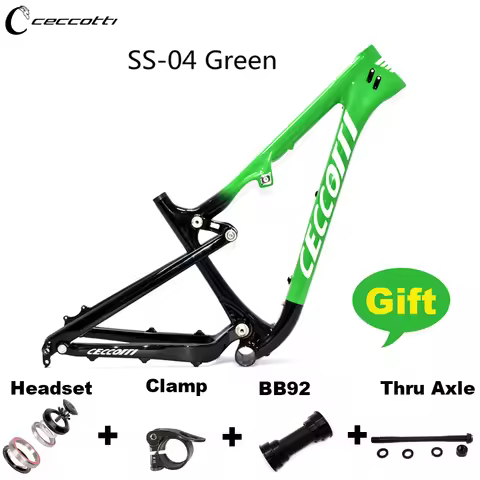 CECCOTTI-Full Suspension MTB Frame,27.5er Carbon Mountain BIke Frame 16.5 inch Bike Frameset