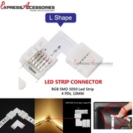 LED Strip Clip L Shape Connector 4 pin RGB 5050 4pin Stripe Lampu TV led Almari Rumah TV LED