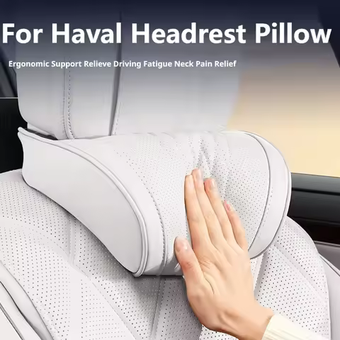 Car Headrest Pillow 2 Pcs Nappa Leather For Haval Jolion H6 H6 HEV H6 PHEV F7 M6 Dargo Big Dog H9 H2