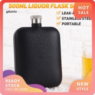 YX 5 Ounces Liquor Flask Square Leak-proof Portable Stainless Steel Black Pocket Flask for Outdoor