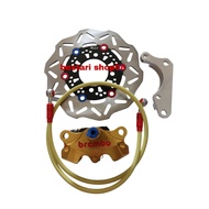 4 in 1 economical package of brembo 2 piston full cnc right caliper + 190mm standard size black fron