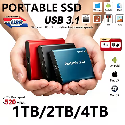 Reliable Slim Storage Device Portable External SSD 1TB 4TB 16TB 128TB High Speed for Notebook Laptop