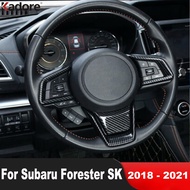 Car Steering Wheel Panel Cover Trim For Subaru Forester SK XV Crosstrek 2018 2019 2020 2021 Carbon F