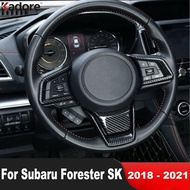 Car Steering Wheel Panel Cover Trim For Subaru Forester SK XV Crosstrek 2018 2019 2020 2021 Carbon Fiber Interior Accessories