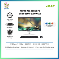 Acer Desktop PC Aspire C24-1100-5700W11 23.8" FHD AIO ( R7-5700U, 8GB, 512GB SSD, Radeon, W11, HS 2021 )