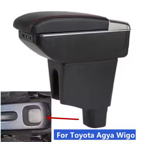 For Toyota Agya Armrest box For Toyota Agya Wigo Car Armrest Central Storage box Retrofit with USB C