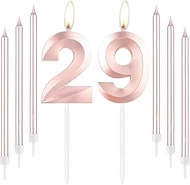 Rose Gold 29th Birthday Candles, Rose Gold Number 29 Candle, Rose Thin Long Candles, Birthday Candle