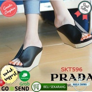 LS08 Black Wedge Sandals