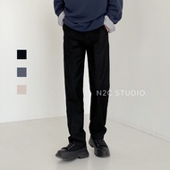 [N2C STUDIO] Korean Plain Surface 3 Colors Floor Pants Straight Suit Trousers Elastic Drawstring Sli