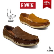 EDWIN Original Men Suede Leather Loafers Slip On Shoes / Kasut Kulit Sarung Lelaki Brown Whisky E303