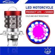 1PCS Motorcycle BA20D H4  Headlight Bulb LED Projector Lens Dual Halo Angel Devil Eye Hi/Lo Beam Las