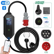 AFEEV Type 2 Portable EV Charger 11KW 16A 3Phase Wallbox IEC62196-2 EVSE Fast Charging Cable CEE Plu