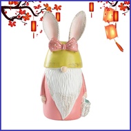 Garden Gnome Easter Resin Bunny Decorations with Bow and Ears Outdoor Gnomes for Outside Lawn Spring