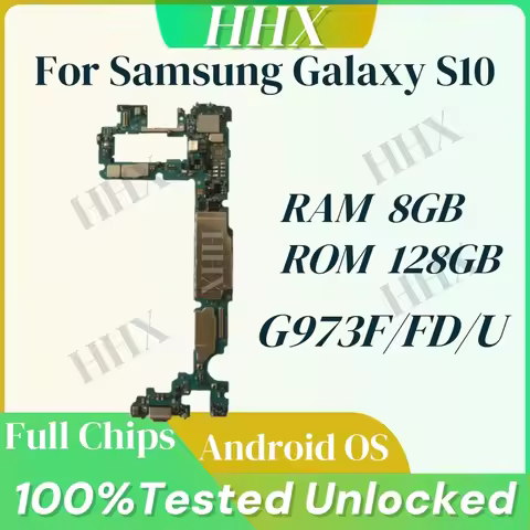 128GB ROM 8G RAM For Samsung Galaxy S10 S10 Plus Unlocked mainboard G975F G975FD G975U G973F G973FD 