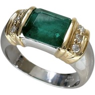 Size 13, 2.05ct emerald, 0.09ct diamond ring, 6.2g, 18K white gold/18K yellow gold, for women.