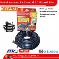 Kabel Antena TV tanpa booster Kitani 5C, panjang 15M Merk KITANI kabel antena digital kabel antena t