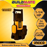 BUILDMATE Ingco 1.5HP 1000W Submersible Sewage Water Pump Outlet Water Transfer Pump SPD10001-5 IPT