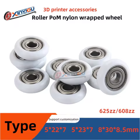 3D printer accessories 5*22*7/5*23*7mm(625zz) 8*30*8.5(608zz)mm Micro Nylon Wheel POM Coated Pulleys