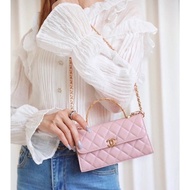 Chanel 琺瑯手柄kelly包 粉金羊皮19*10*3 99新配件盒子塵袋