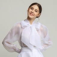 Eve Top [BOWTIE ORGANZA TOP] Organza Top Long Sleeve Top Work Top