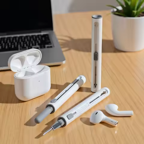 Deluxe Cleaning Pen Case - Soft Brush & Earbud Tools, Safe to Clean Android iPhone & All Electronic 