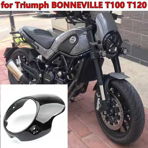 Motorcycle Headlight Fairing Cafe Racer 8inch Windshield Cover for Triumph BONNEVILLE T100 T120 For 