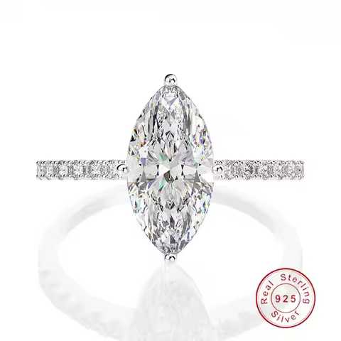 Promise Marquise cut 3ct Simulated Diamond Ring 925 Sterling Silver Engagement Wedding Rings for Wom