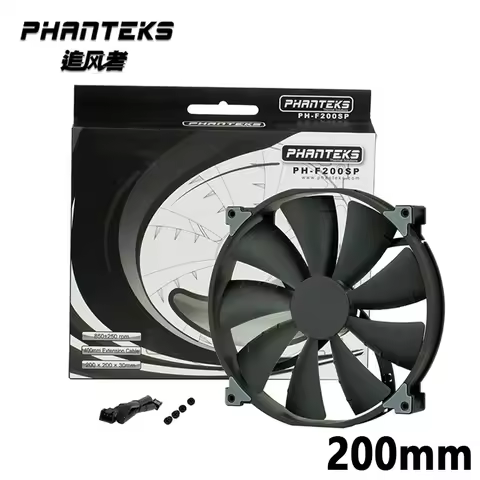 PHANTEKS F200SP Black High Air Volume PC Case Fan 200mm 3Pin Quiet Cooling Fan FDB Hydraulic Bearing
