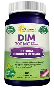 aSquared Nutrition DIM Supplement 300mg Plus BioPerine - 200 Veggie Capsules - Diindolylmethane DIM 