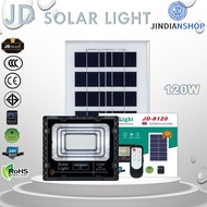 JD 120W ใช้พลังงานแสงอาทิตย์ 100% JD-8120 โคมไฟโซล่าเซลล์ ไฟสว่างทั้งคืน พร้อมรีโมท Solar Light LED โคมไฟสปอร์ตไลท์ หลอดไฟโซล่าเซล ไฟ led รับประกัน 3 ปี