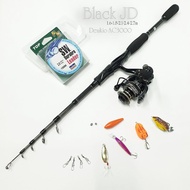 ( Lure Đứng ) Black JD combo Bộ Cần Câu Lure Máy Đứng Black JD Rút Gọn 60cm Chất Liệu Carbon