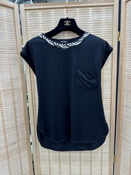 👚Chanel Black Short-sleeve T-shirt Size 34 香奈兒 黑色短袖T恤 34碼