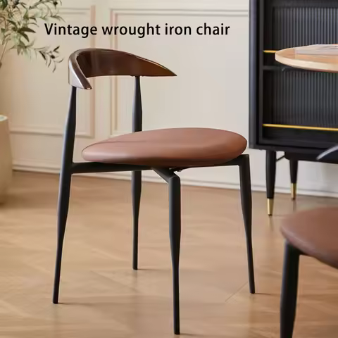 Stackable Modern Curved Wood Back Dining Chairs with Soft Leather Seat Simple Kitchen Restaurant Cha