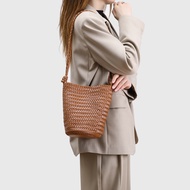 Brown Woven Channel Bag For Women Elegant Korean Fashion Mini Sling Bag Aesthetic Crossbody Shoulder