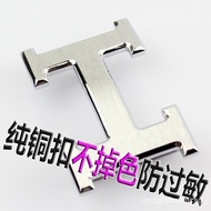 Suitable for Hermes Belt Buckle Head Pure Copper Men3.8Stainless Steel Button H Smooth Buckle Belt B