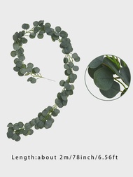 Artificial Eucalyptus Vine with White Flowers Berries Real Texture Fake Green Hanging Plant Wedding 