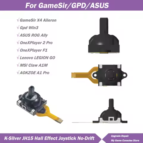 2pcs K-Silver JH15 Hall Effect Joystick for GPD Win3 for ASUS ROG Ally No-Drift Thumbstick for GameS