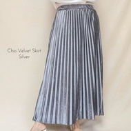 Rok panjang wanita/ Seri Chio Velvet skirt silver