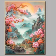 Taoyuan Wonderland Cross Stitch Set Full Embroidery Chinese Style Beautiful Landscape Precise Printing Cross Stitch Set