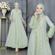Gamis Sherra Rosella Gown Warna GREENTEA Bahan Ceruty Baby Doll