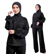 LEEYANARAHMAN BASICWEAR ELLE SET Jumper diamond set baju seluar airport travel suit casual