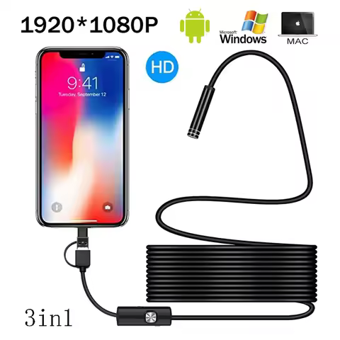 1080P HD Camera USB Android Endoscope Waterproof IP67 Tube Inspection Endoscope Snake Cable 8mm Lens