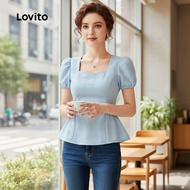 (trendy3)Lovito Casual Plain Plicated Blouse for Women L133ED364
