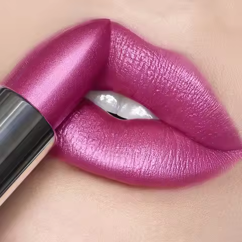 1 PC Red Metallic Lipstick Longlasting Glitter Lip Glaze Waterproof Moisturize Luminous Liptint Shim