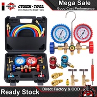 AC Manifold Gauge Set 3-Way, with Hoses, Couplers & Adapter, Refrigerant Gauge for R22 R410A R134A